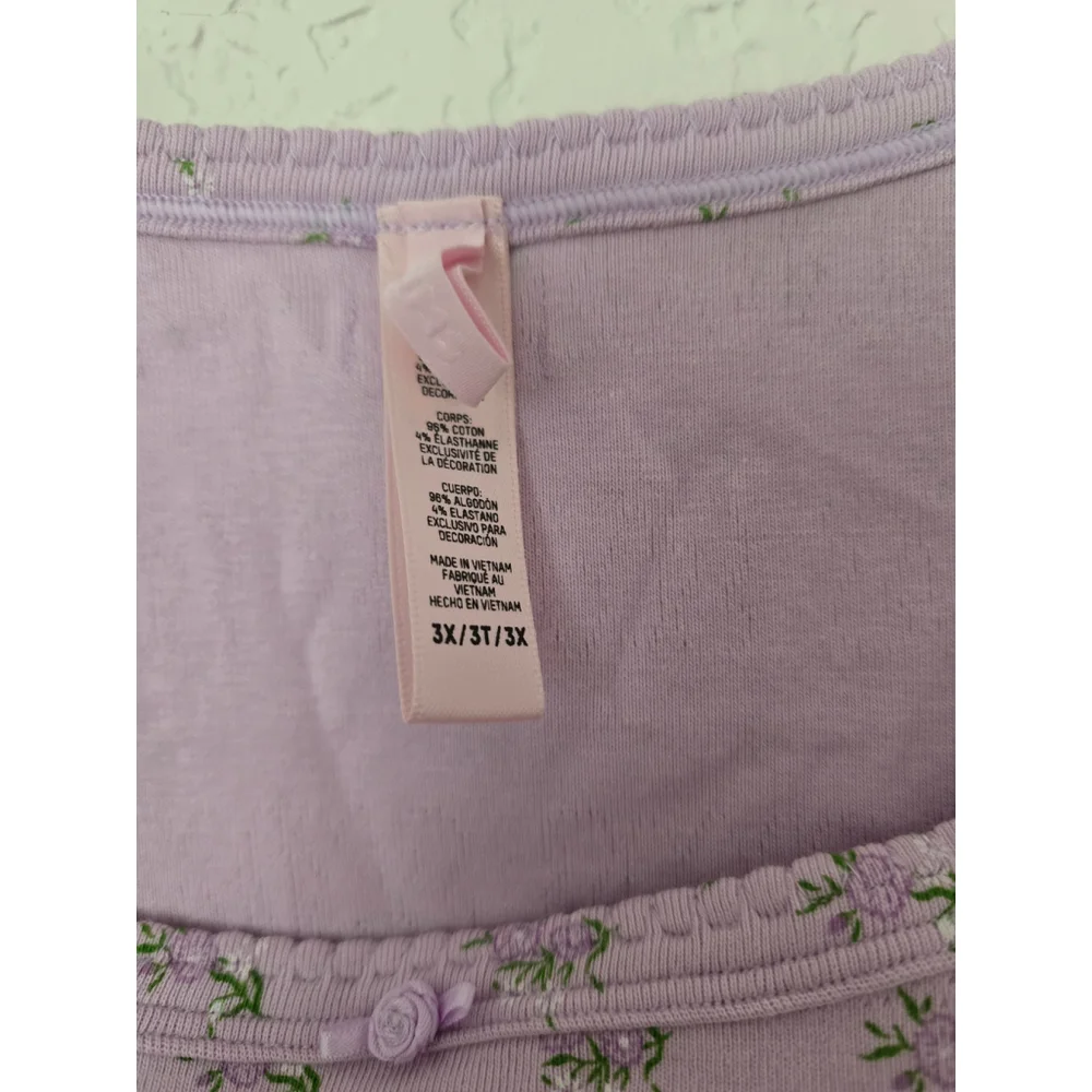 NWOT Skims Logo Pointelle Floral Sleep Top Size 3X - Picture 3 of 4